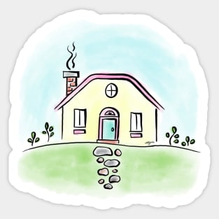 cottage house pastel doodle Sticker